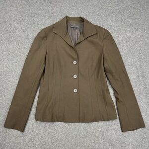 Lafayette 148 Women Wool Blazer Brown Tailored Jacket Size 4